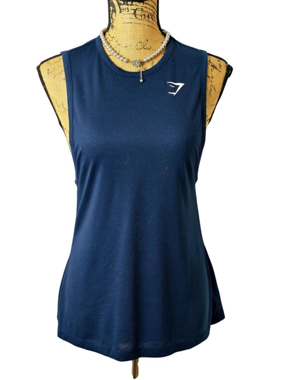 Gymshark Womens XS Vital Light Tank Navy Blue Sleeveless Sculpt Gym Athleisure